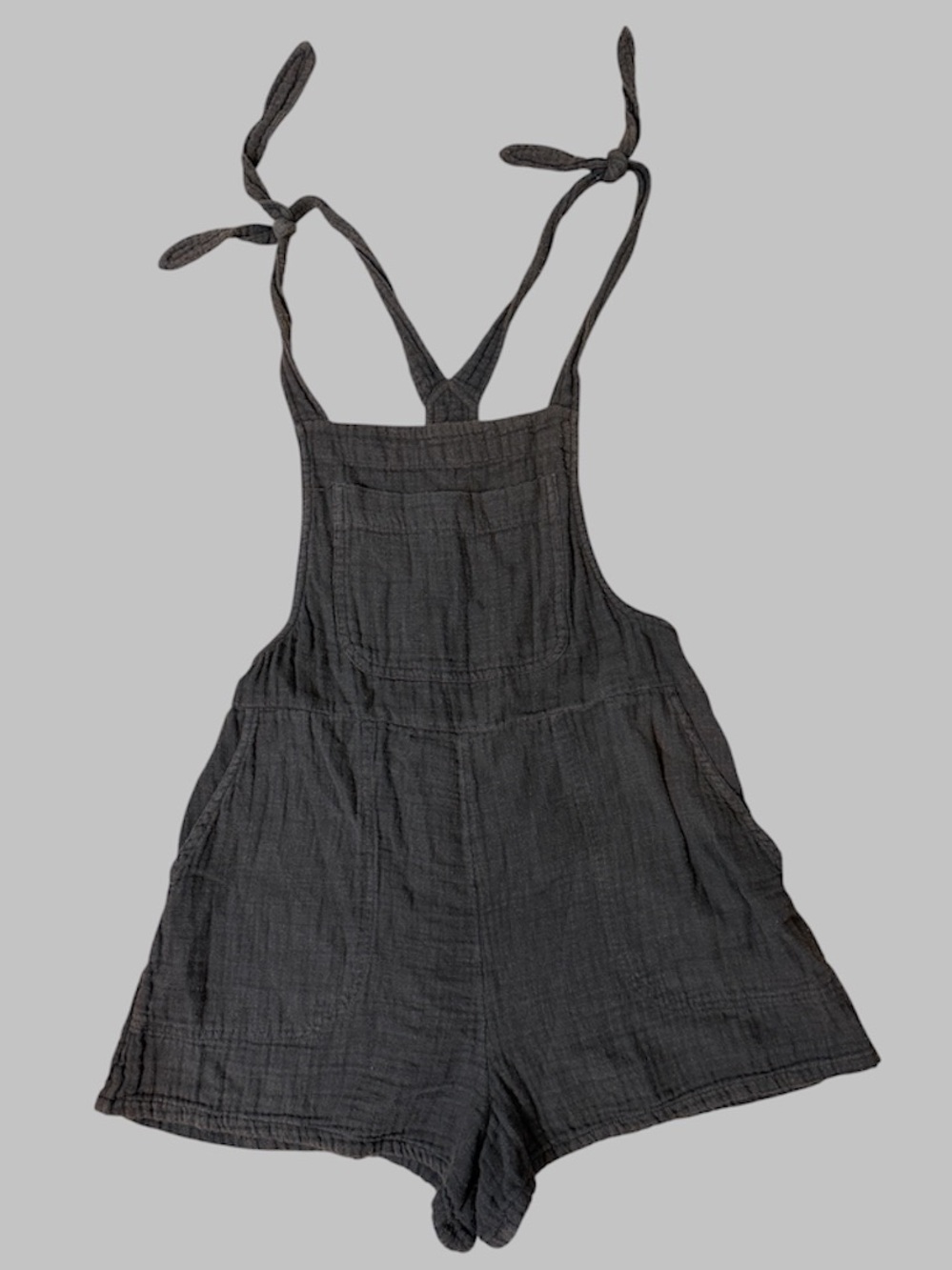 Aerie 100% Cotton Tie-Shoulder Dark Gray Romper